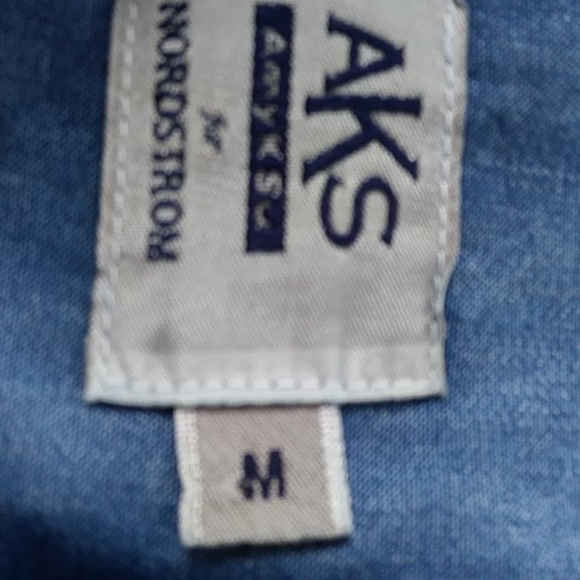 AKS for Nordstrom Tencel Lyocell Button Up Denim Look Coat M Blue Pockets AmyKSu - Picture 3 of 16